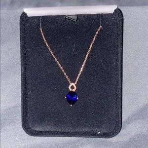 Kay Jewelers 10k Rose Gold, Blue Sapphire Necklace